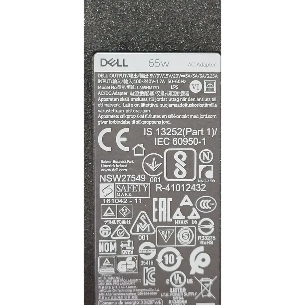Dell Slim Power Adapter - 65-Watt Type-C